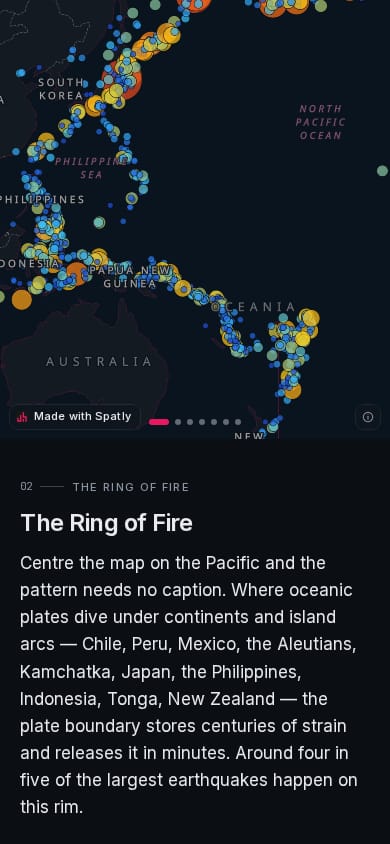 A century of great earthquakes: on a phone (390 px)